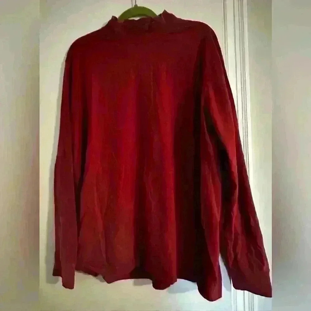 LL Bean Shirt Mens XL Red Turtleneck Long Sleeve Traditional Fit Basic Solid.